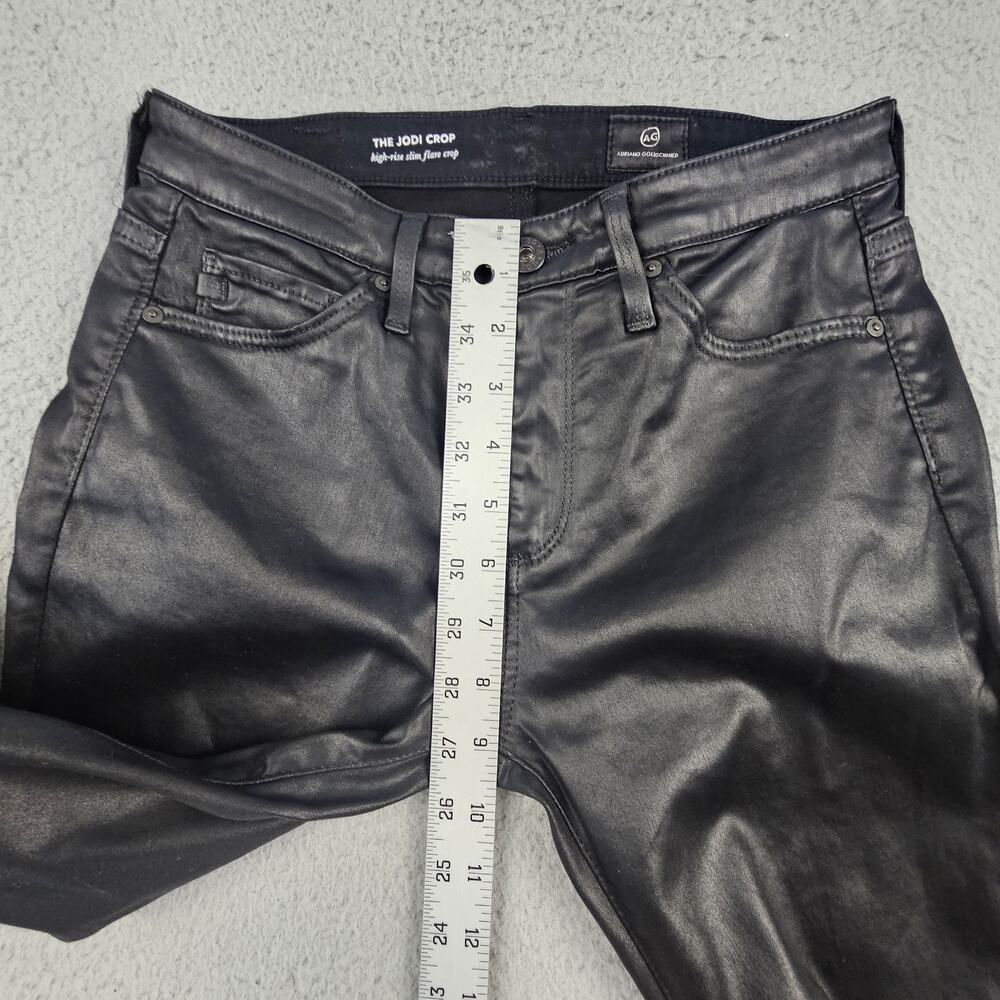 AG Adriano Goldschmied Pants 24 The Jodi Crop Coated Black High Rise Slim Flare - Picture 5 of 8